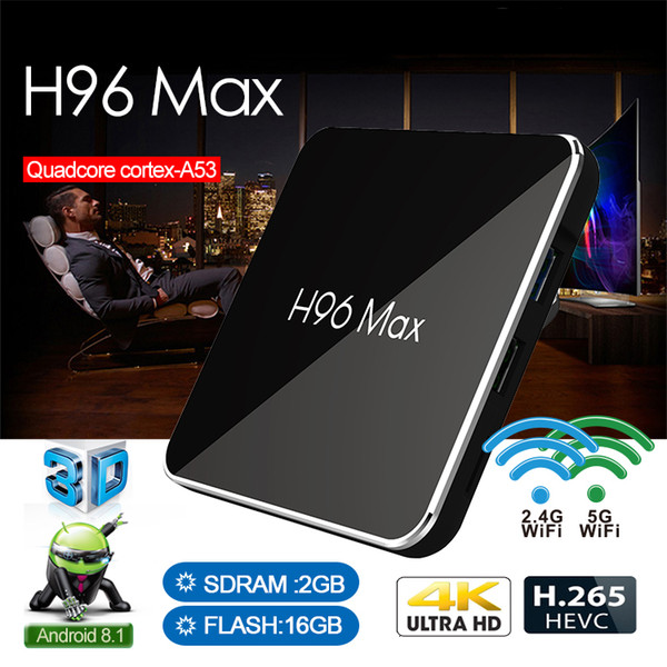 H96 Max Android 8.1 Amlogic S905x2 Quad Core 2GB 16GB TV Box Dual Band Wifi 2.4G/5.8G BT 4.0