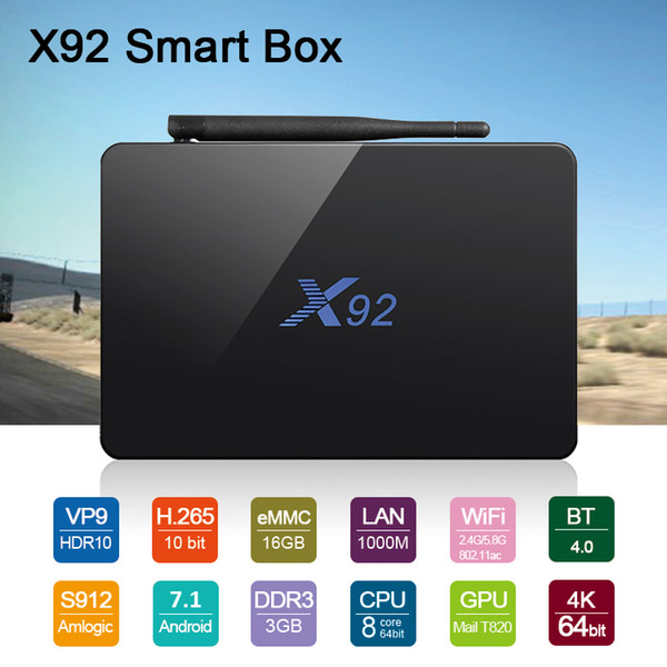 X92 Smart TV Box Amlogic S912 Octa Core Android 7.1 TV Box 3GB 16GB 32GB Wifi 4K Streaming Player