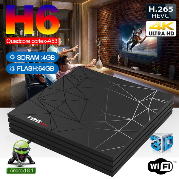 Wholesale Allwinner H6 Android Tv box T95X Max 2019 New Arrivals Android 9.0 TV Box Best 4GB 64GB TV Boxes support USB3.0 6K Ultra HD