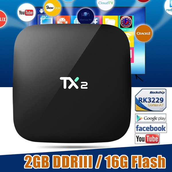 TX2 Android TV BOX 2GB 16GB RK3329 Android 6.0 Smart Media Player Support Bluetooth WiFi 4K HD H.265