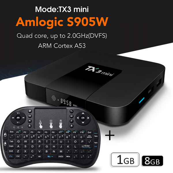 Android TV Box best selling in 2019 1G8G TX3 mini smart TV Box Streaming media player with 2.4G wireless keyboard RII mini I8 Fly Air mouse