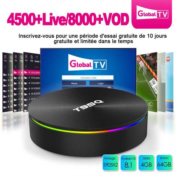 Android TV Box with code iptv Smart S905X2 4GB 64GB Android 8.1 iptv box 4k Sunvell T95Q support 5.8G AC Wifi iptv subscription 4500 channel