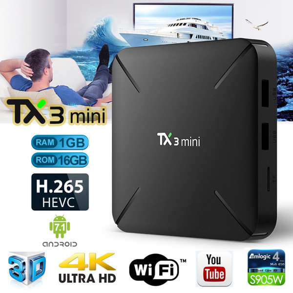 TX3 Mini Android 7.1 Amlogic S905W Quad Core 1GB 16GB 4K Ultra Smart Tv With 2.4G Wifi TV BOX