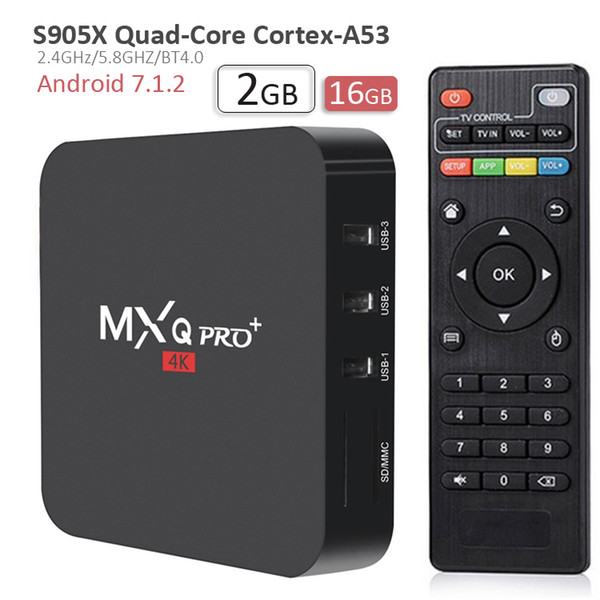 1 Piece MXQ Pro Plus Android TV Box 2GB 16GB Amlogic S905X Quad Core with 2.4/5GHz Wifi Bluetooth 4.0 100M LAN