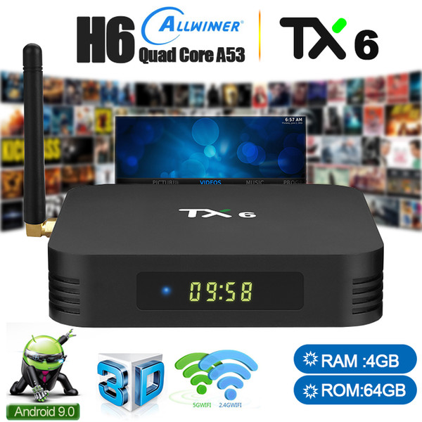 Android TV Box 9.0 4gb 64gb 4k Quad Core 5g Wifi Smart Media Player TX6 With Allwinner H6 Blutooth 5.0 HDMI DLNA Supported