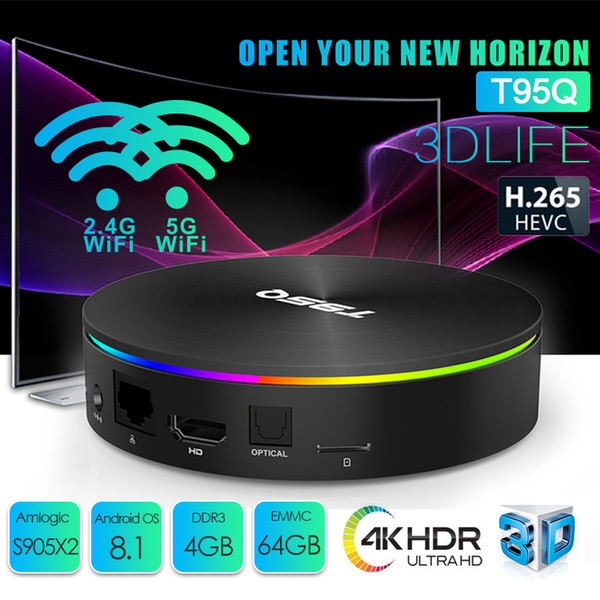 Android Box S905X2 4GB 64GB T95Q Android 8.1 TV Box 5.8G Wifi Bluetooth 4.1 1080P 4K Streaming Media Player