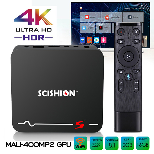 Android Set top Box Rockchip RK3229 Android 8.1 TV Boxes with Voice Search Remote Control 2GB 16GB 4K ultra smart tv media player