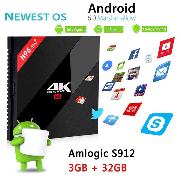 H96 Pro plus Android TV Boxes Octa Core tv box Amlogic S912 4k ultra smart tv media player 3gb ram 32gb rom dual band wifi BT4.0