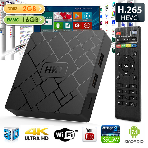 HK1 Android TV Box with S905W 2GB 16GB android 7.1 Set Top TV Box wifi 2.4g 4k HD Streaming Media Player