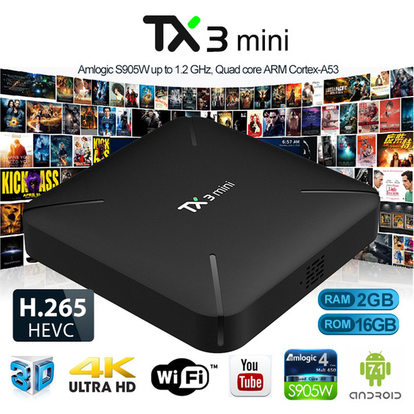 New TX3 Mini Android 7.1 TV Box 2GB 16GB Amlogic S905W Quad core 64 Bits WiFi Smart smart television