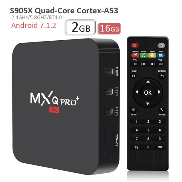 2018 HOT Smart TV Box MXQ Pro 2gb 16gb S905x TV Box Quad Core 3D 4K H.265 HDMI BT4.0 2.4G Wifi 100M Lan Android 7.1 Streaming Media Player