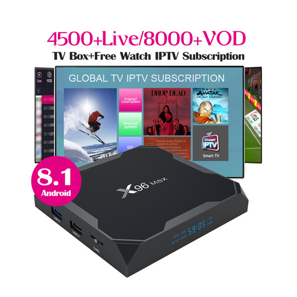 1Year subscription IPTV box android 8.1 X96 Max smart abonnement iptv 4GB 64GB Amlogic s905X2 tv box support france arabic italia channel