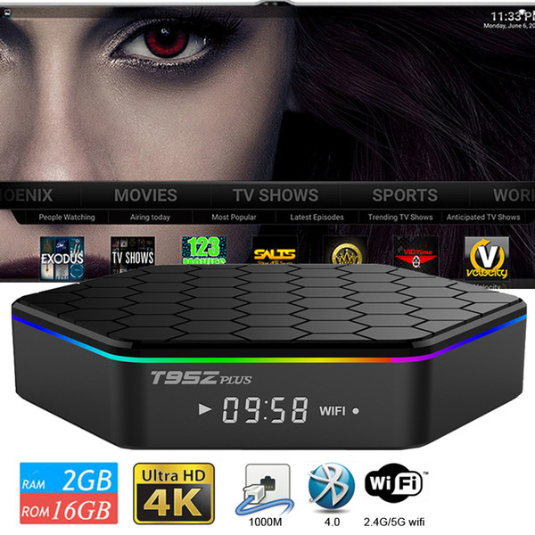 S912 TV Box T95Z Plus Gigabit Lan 2.4g 5.8g AC Wifi Android 7.1 4k Ultra Smart TV Streaming Boxes T95Z 2GB 16GB Television Media Player