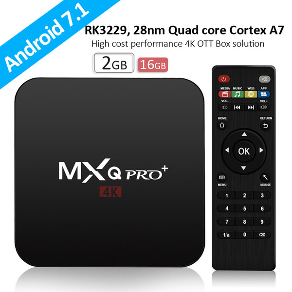 MXQ PRO plus TV Box 2GB 16GB Rockchip RK3229 Android 7.1 TV BOX 4K H.265 3D WiFi Android Boxes