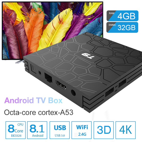 Android tv box 4GB 32GB Android 8.1 Tv Box Bluetooth WiFi 3D Movies video streaming T9 android box media player