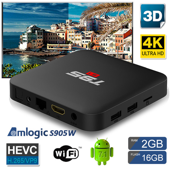 T95 S1 android box S905W 2GB 16GB Android 7.1 tv box 2.4G WiFI 100M Lan 4K TV Boxes smart media player