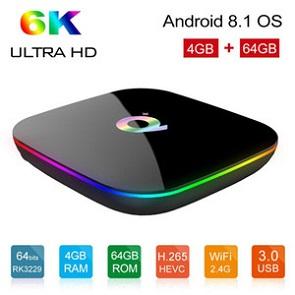 Q Plus Smart TV Box Android 8.1 TV Box 4GB 64GB 6K H.265 Netflix H6 PK S905x2 Set Top Box