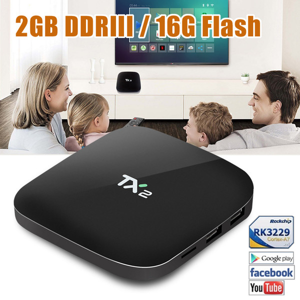 Good android tv box Rockchip RK3229 box android TX2 2gb 16gb smart streaming media player 4k ultra smart tv Wifi HDMI Bluetooth DLNA