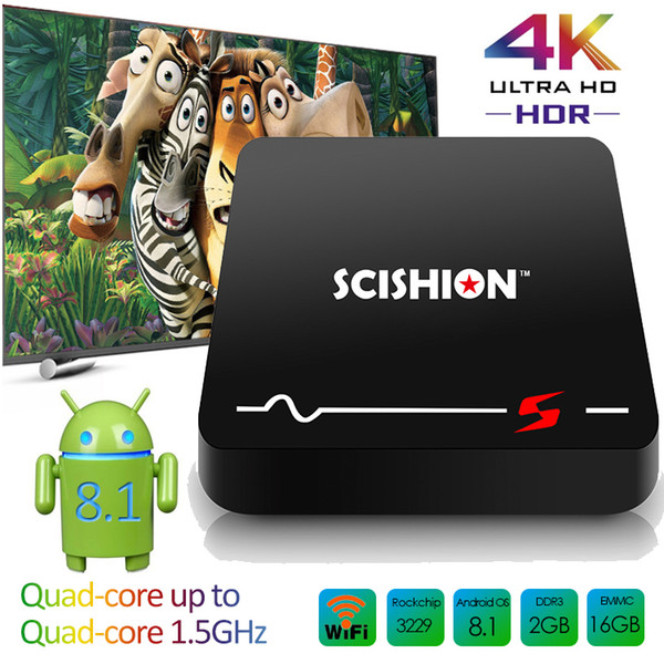 Android 8.1 TV Box with Voice Search Remote Control 4core 2GB 16GB HDMI2.0 Rockchip RK3229 4K H.265 Smart TV Box