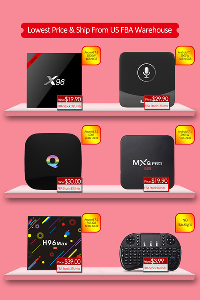 Promotion android tv box ship from US FBA Stock MXQ Prp X96 TX3 mini tv box H96 max 4gb 32gb with cheapest price