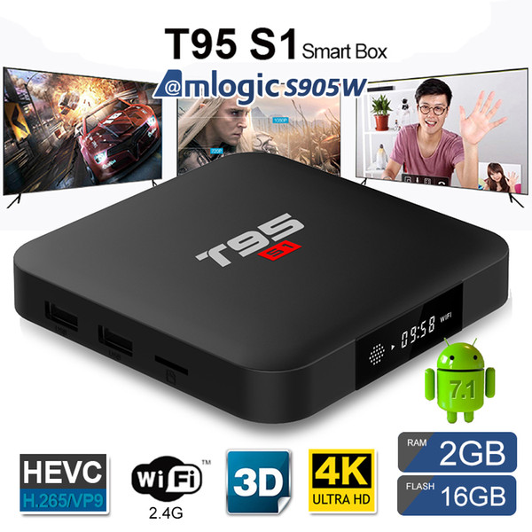 T95 S1 TV BOX Amlogic S905W Android 7.1 quad core tv box strong WiFI Lan high quality smart android tv box media player for sale