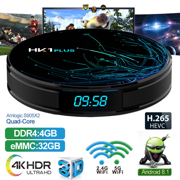 HK1 Plus Android 8.1 TV Box With H6 Quad Core CPU 4GB 32GB Streaming Media Player Support 2.4G Wifi