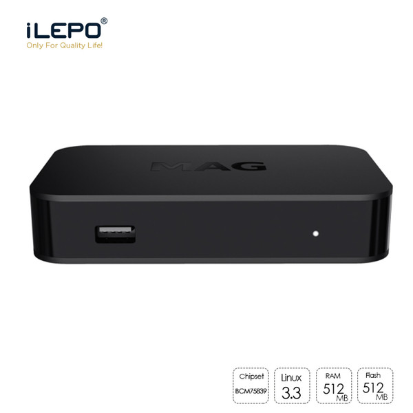 Newest Mag box MAG322 tv box for iptv with Linux 3.3 BCM75839 chipset 512MB RAM HEVC H.265 IPTV Box Smart Media Player