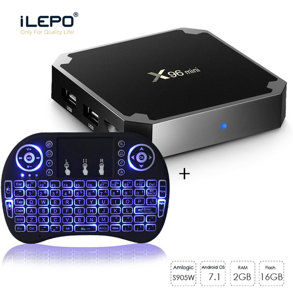 IPTV Box 2019 s905W TV Box Free Live TV Streaming Boxes X96 mini Android 7.1 4K Smart tv box 2GB 16GB + mini RII I8 Wireless Keyboard