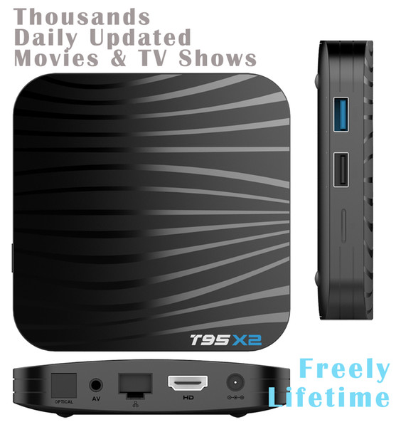 1pcs T95X2 S905X2 Quad core 4K 5G WIFIF Android 8.1 TV Box 4GB/64GB Thousands daily updated movies & tv shows free lifetime