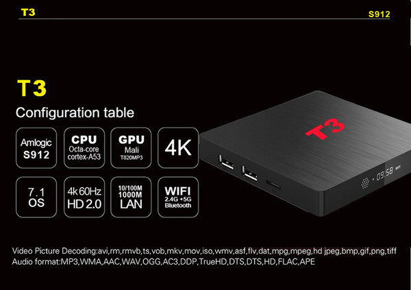 10pcs Custom Made Amlogic S912 Octa core 4k Smart Android7.1 TV Box 2GB/16GB thousand daily updated movies & tv shows