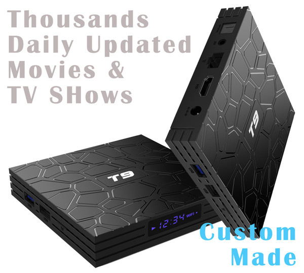 50pcs T9 Custom Made Rockchip RK3328 Quad core Smart Android8.1 TV Streaming Box 4GB 32GB/64GB Thousands daily updated movies & tv shows