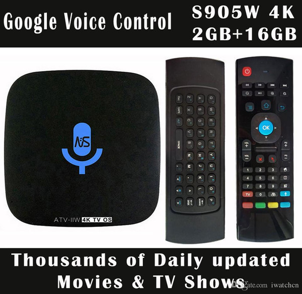 10pcs Google Voice Control T1 S905W/H3 Quad core 4K Smart Android 7.1 TV Box 1GB/8GB 2GB/16GB Thousands Daily Updated Movies & TV Shows free