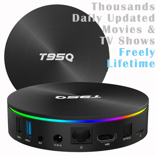 1pcs T95Q Amlogic S905X2 4K Smart Android 8.1 TV Box 4GB/32GB Thousands Daily Updated Movies & TV Shows