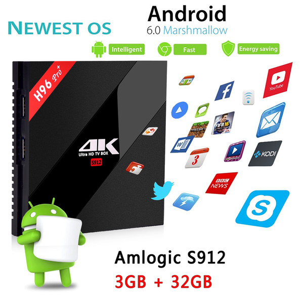 H96 PRO+ Amlogic S912 android 7.1 TV BOX Octa-core 3GB/32GB BT4.1 2.4G/5.8GWIFI 1000M WLAN Smart media player