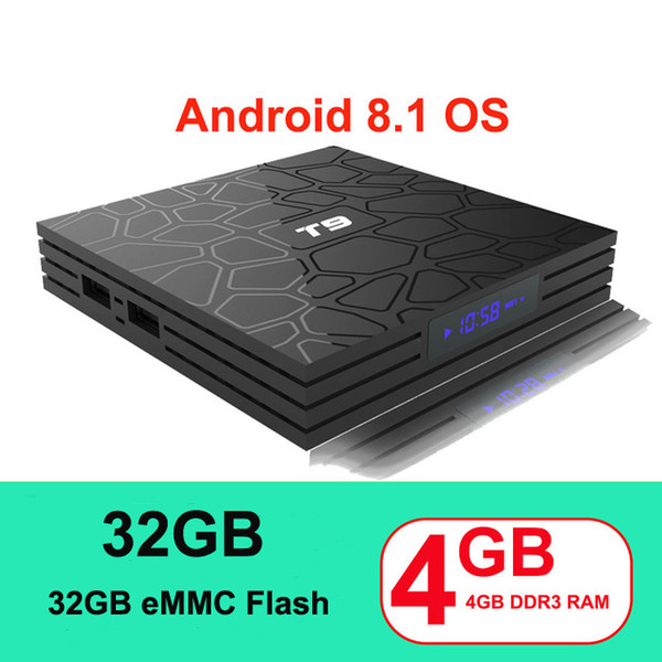 Android tv box 4GB 32GB T9 Rockchip RK3328 Octa-core Android 8.1 smart television media box Bluetooth WiFi Lan Google TV Digital Display