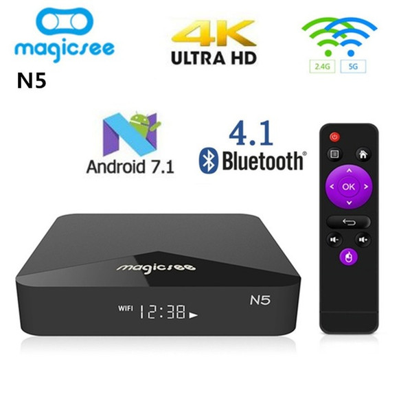 MAGICSEE N5 Android TV Box OS TV Box Amlogic S905X Android 7.1.2 2GB RAM 16GB ROM 2.4G 5G WiFi 100Mbps BT4.1 Support 4K H.265