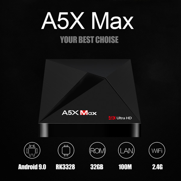 A5X Max Android TV Box Rockship RK3328 4GB 32GB Android 9.0 Smart Media Player Support BT 4.0 Wifi 2.4G USB 3.0 IPTV Better S905W S912