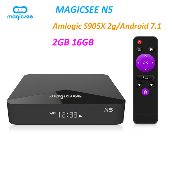 MAGICSEE N5 Android TV Box OS Amlogic S905X TV Box Android 7.1.2 2GB RAM 16GB ROM 2.4G + 5G WiFi BT4.1 4K Smart TV Box