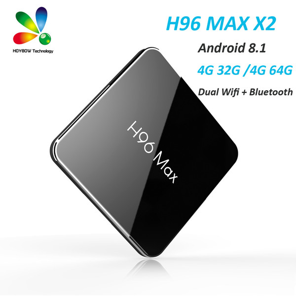 H96 Max X2 S905X2 Android 8.1 TV BOX Quad Core 2.4G/5.0GHz Wifi Set Top Box USB 3.0 for IPTV HDTV Multi-languages 4G 32G 4G 64G