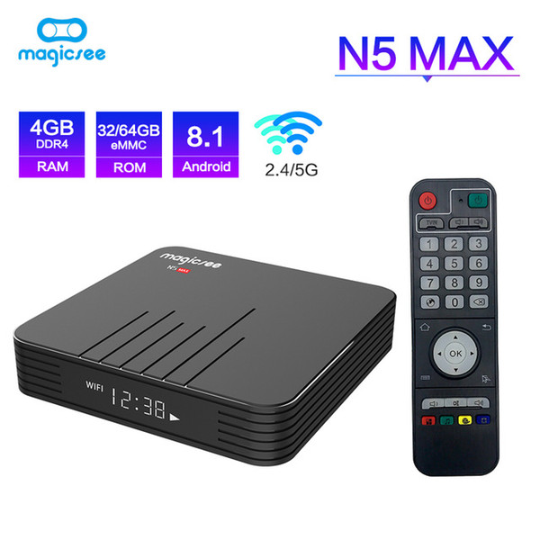 Magicsee N5 Max Amlogic S905X2 Android 8.1 TV BOX 4G 32G/64G Rom 2.4+5G Dual Wifi Bluetooth 4.1 Smart Box 4K Set Top Box