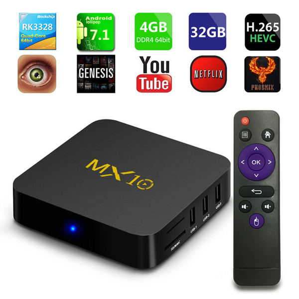 MX10 4GB DDR4 32GB TV BOX Android 9.0 RK3328 Quad Core Rockchip Smart BOX Support 4K H.265 HDR WIFI HDMI Streaming Media Player