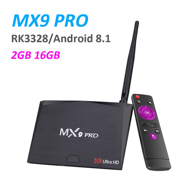 Android 8.1 TV Box MX9 Pro TVbox RK3328 Quad Core CPU 2GB Ram 16GB Rom Flash Memory Bluetooth IPTV Smart Media Player