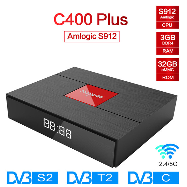 Android 7.1 TV Box Supports DVB-S2 DVB-T2 MPLP 3GB RAM 32GB ROM Amlogic S912 Octa Core Magicsee C400 Plus 4K 3D Media Player 2.4G/5G Wifi