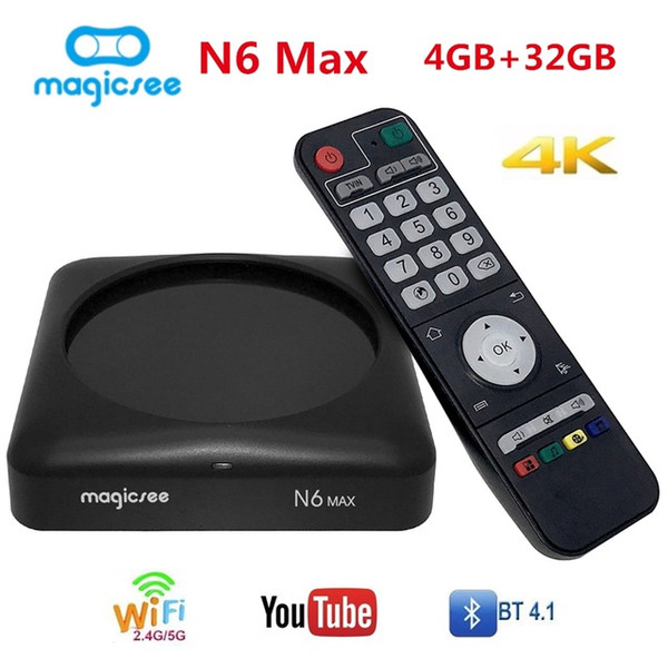 MAGICSEE N6 MAX TV Box Android 7.1 4GB 32GB Set Top Box 2.4G 5GWiFi 1000Mbps USB3.0 OTG BT4.1 Media Player Support 4K H.265