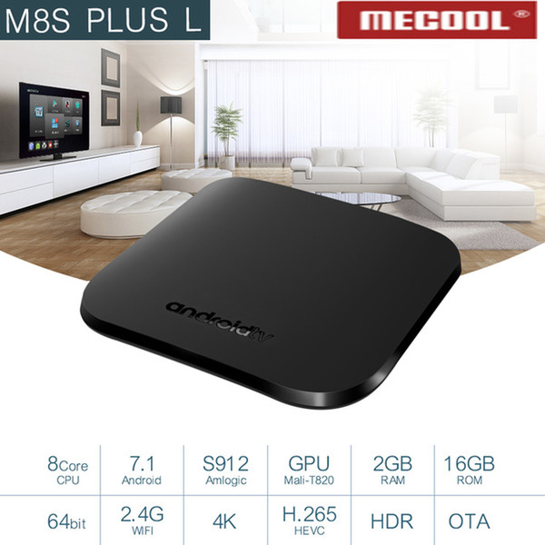 Original MECOOL M8S PLUS L TV Box Android 7.1 Amlogic S912 Octa Core 2GB 16GB 2.4G WiFi Set Top Box 4K Set-top Box