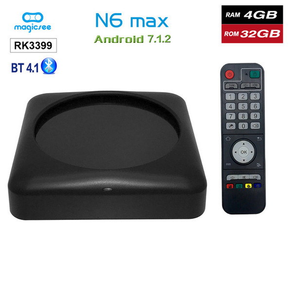 Magicsee N6 Max RK3399 Android 7.1 TV BOX 4G 32G Rom 2.4+5G Dual Wifi 1000M LAN Bluetooth 4.1 Smart Box 4K Set Top Box