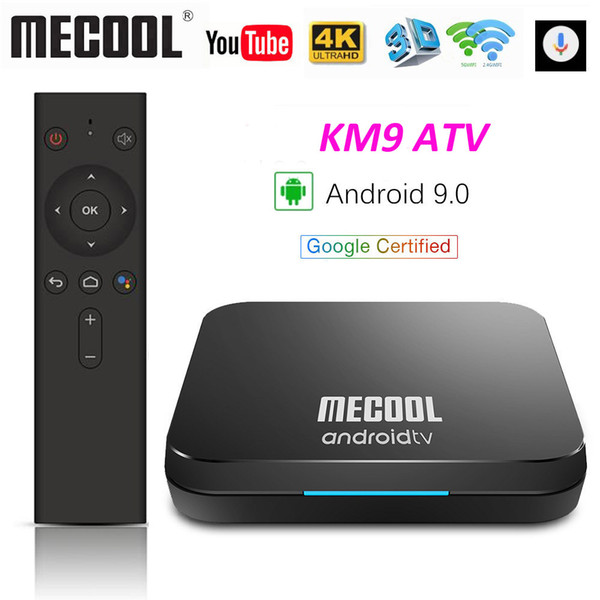 Google Certified Android 9.0 TV Box KM9 Pro ATV 4G/32G Amlogic S905X2 Voice Control 2.4/5Ghz Dual Wifi Streaming 4K Media Player