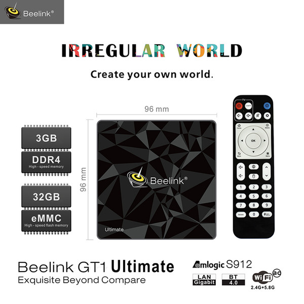 Beelink GT1 Ultimate TV Box Android 7.1 Amlogic S912 Octa Core 5G WiFi Bluetooth 3G 32G Media Player 4K Set Top Box