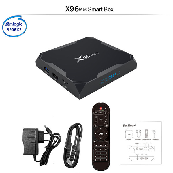 Android 8.1 X96 MAX Amlogic S905X2 Android 8.1 TV BOX 2/4GB 32/64GB Smart TV 2.4G&5GHz Dual Wifi Bluetooth 4K Set top Box X96 Max