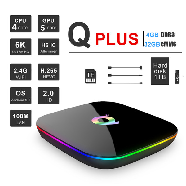 Q Plus Allwinner H6 Smart Android 9.0 TV Box 4GB 32GB 4K H.265 USB3.0 IPTV PK X96 MAX Set Top Box
